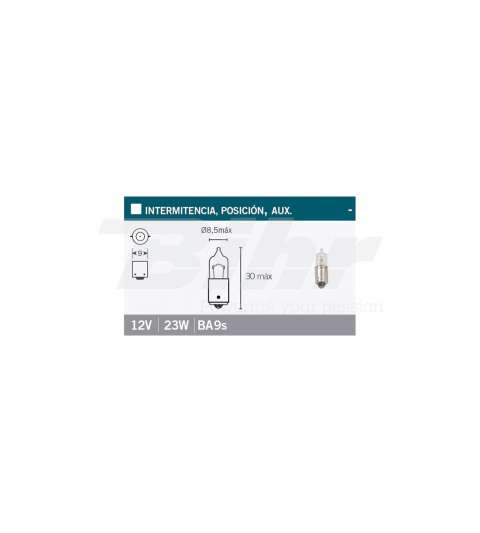 LAMPARA BALLONETA 9 MM. 12 V. 23 W. BLANCA R: L782
