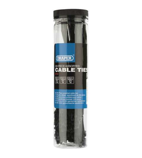 BRIDAS DE NYLON ( 200 PIEZAS ) VARIOS TAMAÑOS NEGRAS DRAPER R: 52000003
