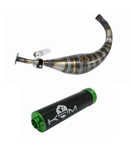 TUBO ESCAPE COMPLETO DERBI E3 ( MOTOR PIAGGIO ) 90 / 110 C.C. ALUMINIO VERDE KRM R: EKRMDAV