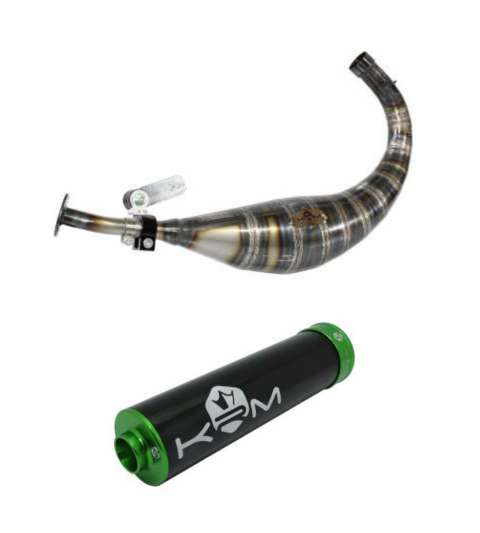 TUBO ESCAPE COMPLETO DERBI E3 ( MOTOR PIAGGIO ) 90 / 110 C.C. ALUMINIO VERDE KRM R: EKRMDAV