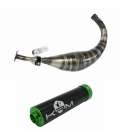 TUBO ESCAPE COMPLETO DERBI E3 ( MOTOR PIAGGIO ) 90 / 100 C.C. ALUMINIO VERDE KRM R: EKRMDAV