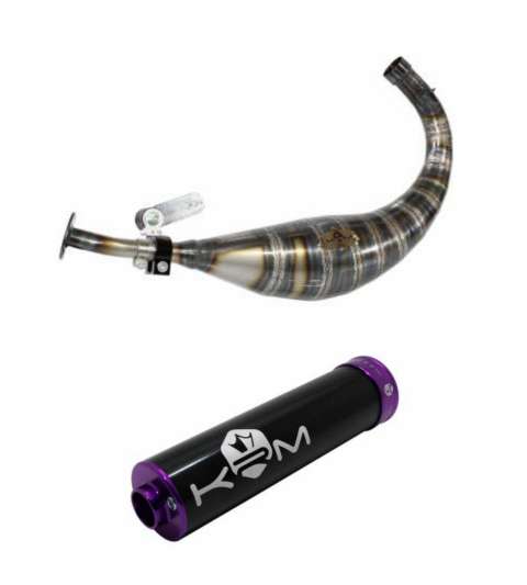 TUBO ESCAPE COMPLETO DERBI E3 ( MOTOR PIAGGIO ) 90 / 110 C.C. ALUMINIO LILA KRM R: EKRMDAV