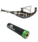 TUBO DE ESCAPE MINARELLI HORIZONTAL 90 / 100 CC - SALIDA TIPO BIDALOT NEGRO VERDE- KRM - RSV