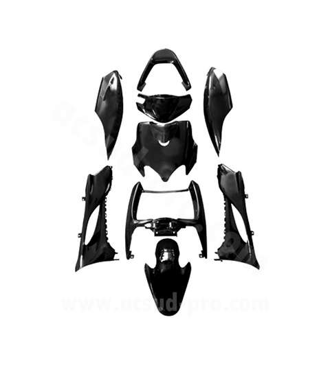 KIT DE PLÁSTICOS YAMAHA JOG RR 50 C.C. NEGRO BRILLO ( 9 PIEZAS ) R: 366870