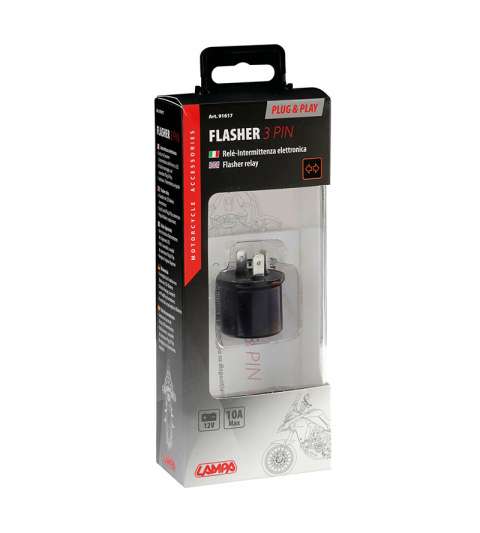 FLASHER 3 PIN, INTERMITENCIA ELECTRÓNICA PLUG & PLAY - 12V - 10A R: 91617