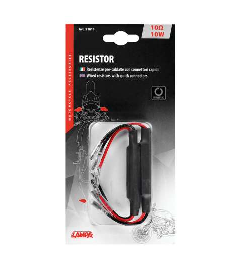 RESISTENCIAS PRECABLEADAS CON CONECTORES RÁPIDOS, 2 UDS. - 12V - 10 OHM - 10 W R: 91615