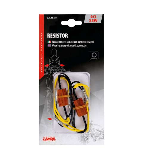 RESISTENCIAS PRECABLEADAS CON CONECTORES RÁPIDOS, 2 UDS. - 12V - 6 OHM - 25 W R: 90469