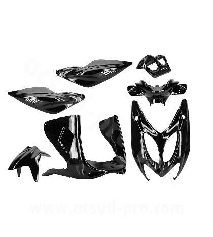 KITS COMPLETO DE CARENADOS NEGRO MATE MBK NITRO / YAMAHA AEROX 1998-2012 (7 PIEZAS) R: 366781