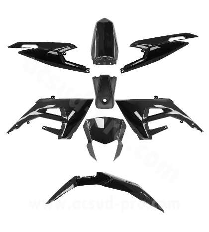 KIT 8 PIEZAS CARENADO DERBI 50 SENDA XTREME 2018 / GILERA 50 RCR 2018 / SMT 2018 NEGRO R: 350008