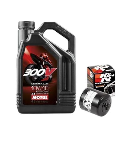 MOTUL 300V 10W 40 4T 4 LITROS + FILTRO ACEITE K&N 204 R: MK1040