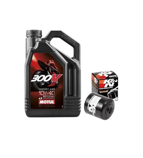MOTUL 300V 10W 40 4T 4 LITROS + FILTRO ACEITE K&N 204 R: MK1040