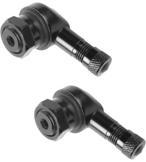 JUEGO DE VALVULAS UNIVERSALES ACODADAS EN ALUMINIO NEGRO 11,3 MM. R: 255011A