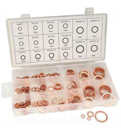 CAJA ARANDELAS DE COBRE SURTIDAS CAMBIO ACEITE 220 PIEZAS R: 500064E