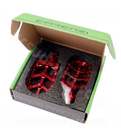 JUEGO REPOSAPIES ALU CNC CARENZI RIEJU MRT 50CC ( INCLUYE MUELLE Y EJE D : 8MM) ROJO R: 360035I