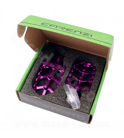JUEGO REPOSAPIES ALU CNC CARENZI RIEJU MRT 50CC ( INCLUYE MUELLE Y EJE D : 8MM) LILA R: 360035K