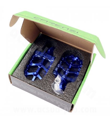 JUEGO REPOSAPIES ALU CNC CARENZI RIEJU MRT 50CC ( INCLUYE MUELLE Y EJE D : 8MM) AZUL R: 360035J
