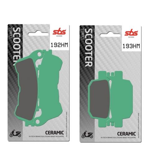 KIT PASTILLAS DE FRENO DELANTERAS + TRASERAS HONDA SH 125, SH 300, SWING 125, FORZA 250/300 - SBS - R: P192HM+P193HM